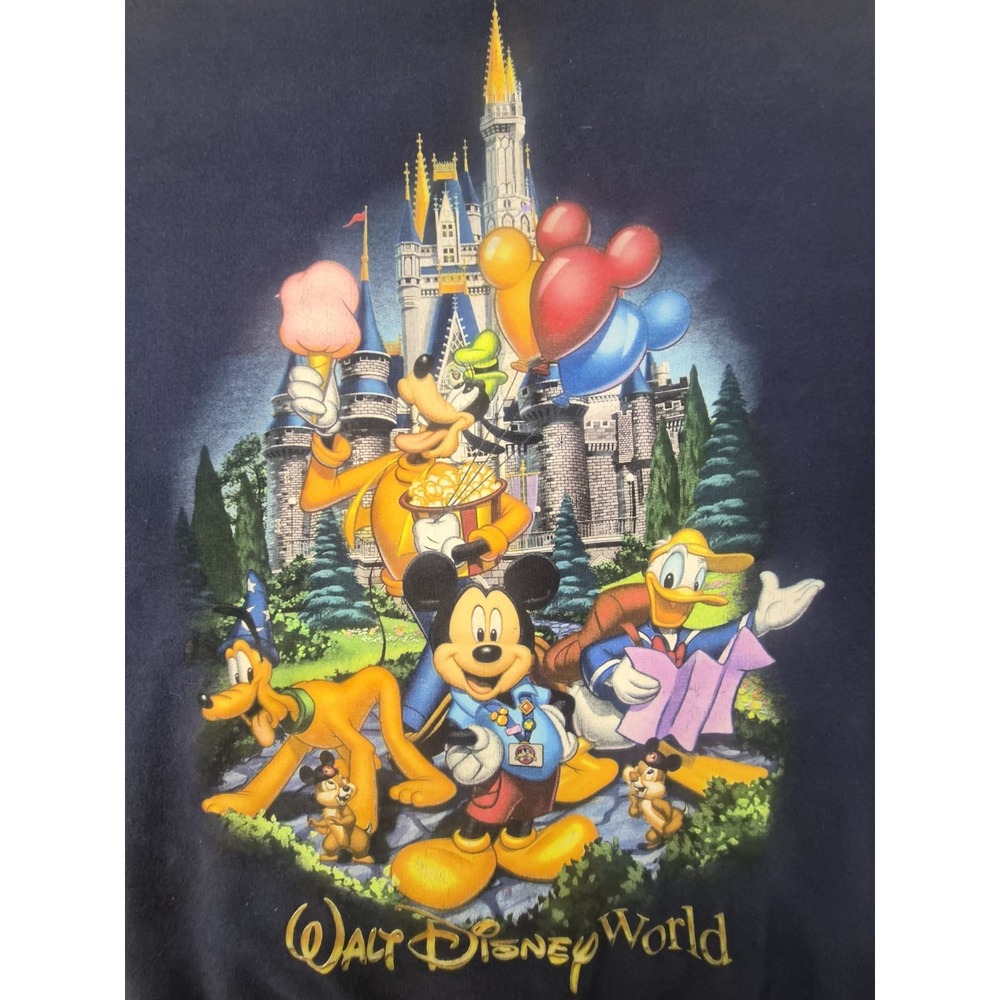 Vintage Walt DisneyWorld Hanes Sweatshirt Med. Blue Mickey Donald Goofy Pluto